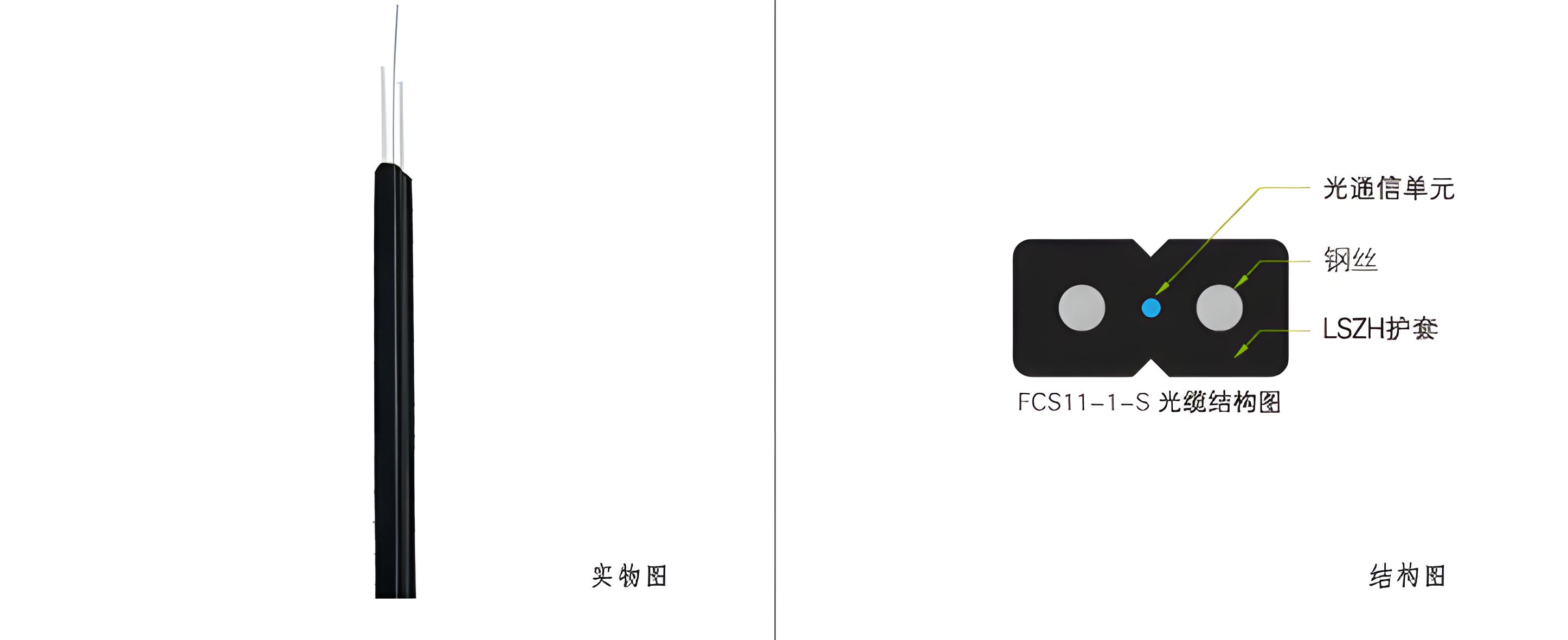 单模单芯蝶形光缆(LSZH)钢丝
