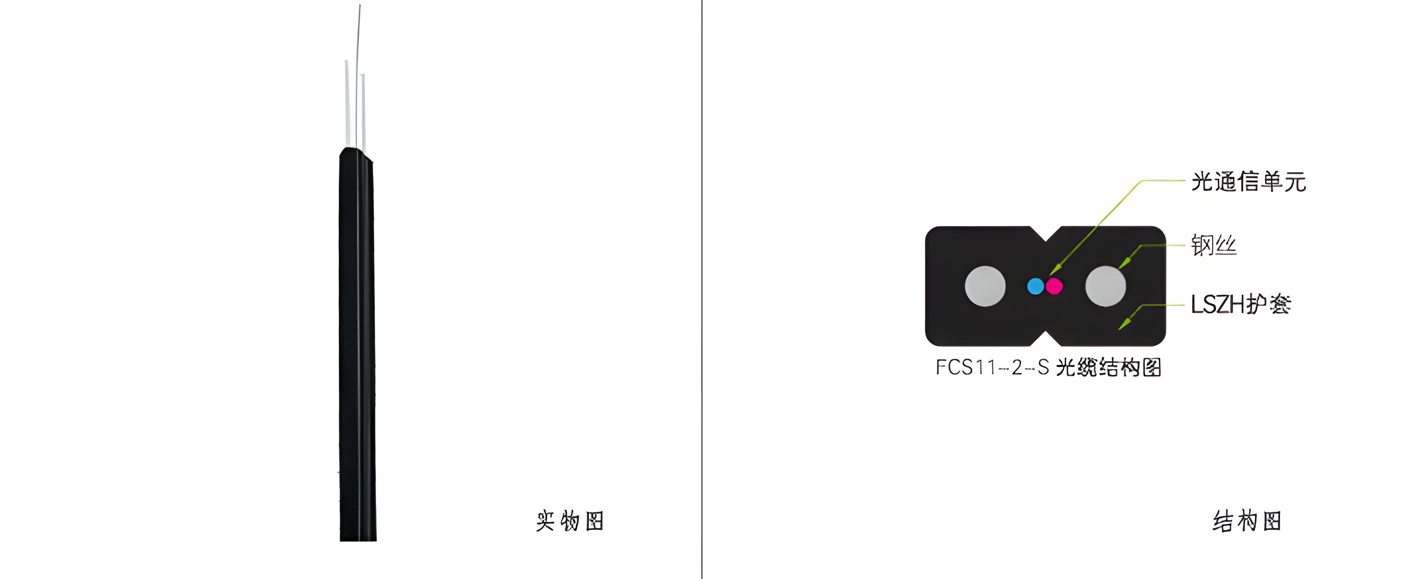 单模双芯蝶形光缆(LSZH)钢丝
