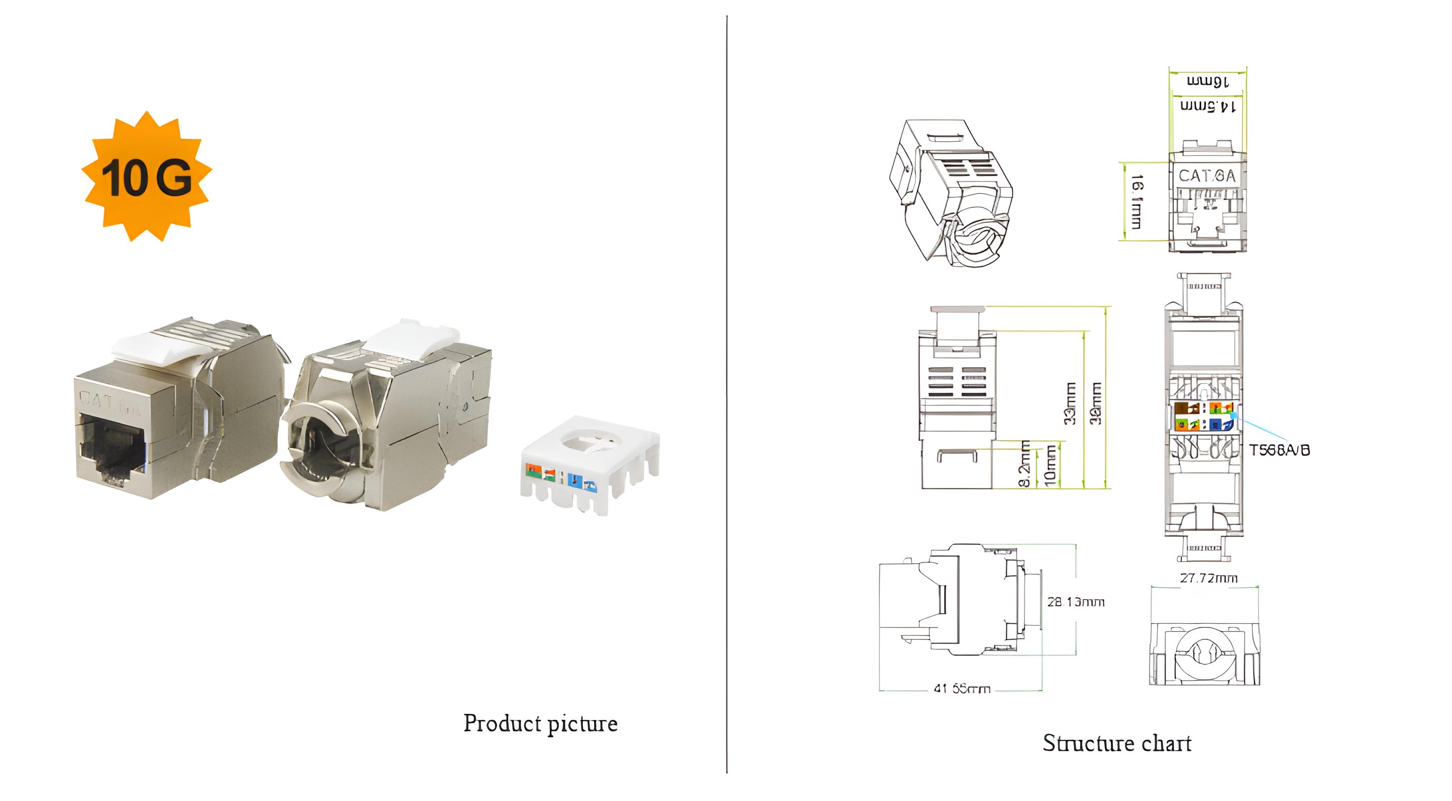 Cat 6A FTP keystone jack